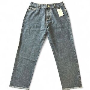 Chirpe Cropped Ankle Mom Jeans with Raw Hem